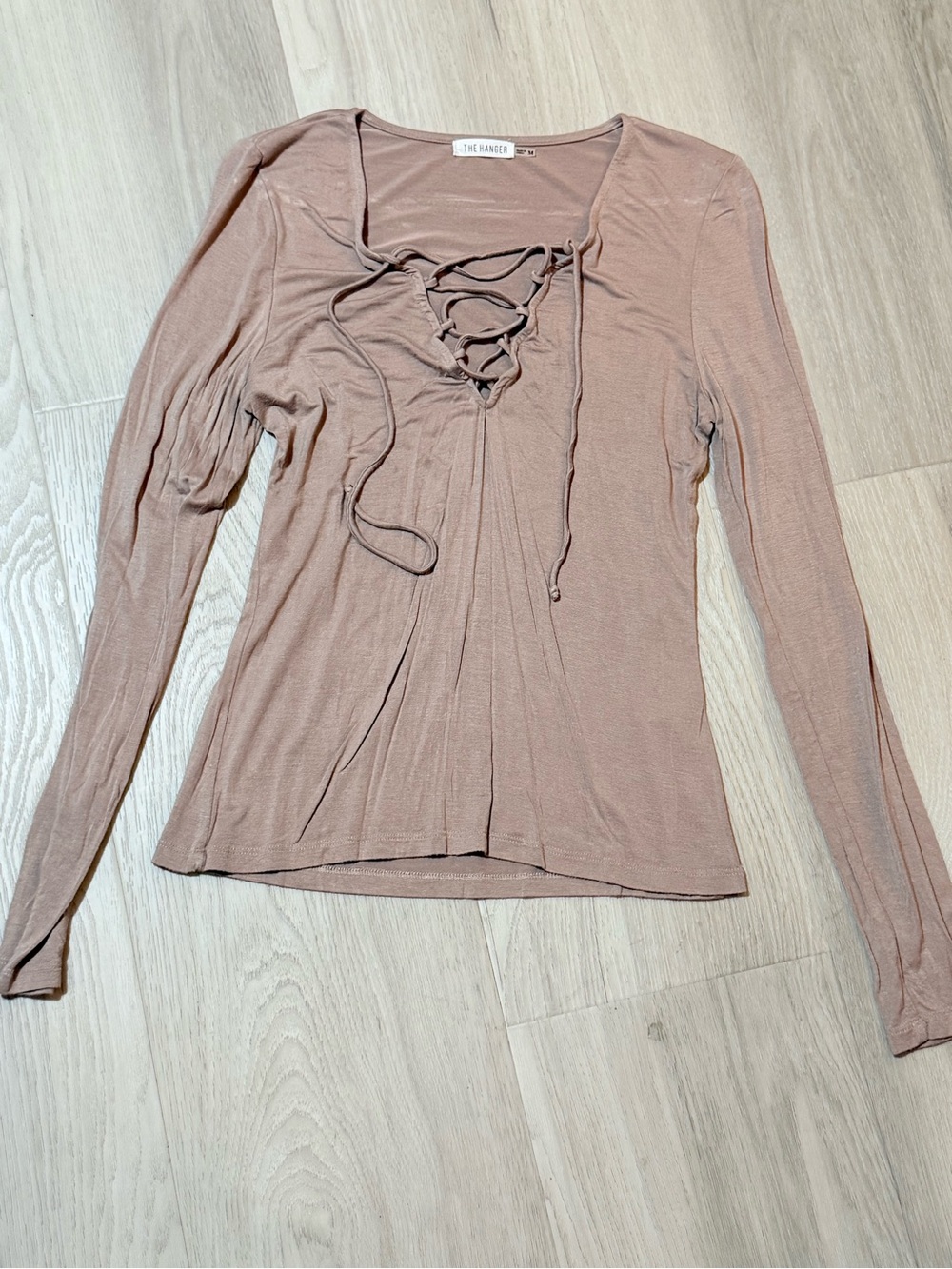 The Hanger Lace-Up Long Sleeve Top in Mauve Pink